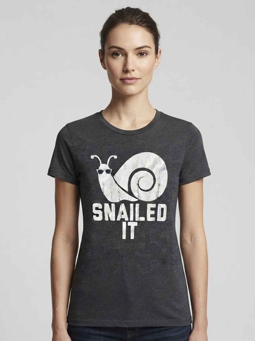 CRAZY DOG Snailed It Graphic Tee S 15” p2p Heather Charcoal EUC